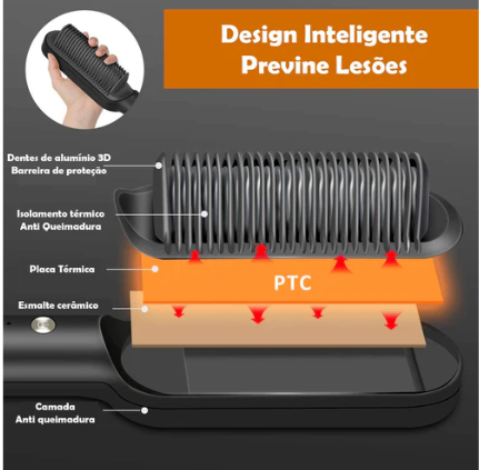 Escova De Cabelo Elétrica Pente De Aquecimento Para Alisador bivolt